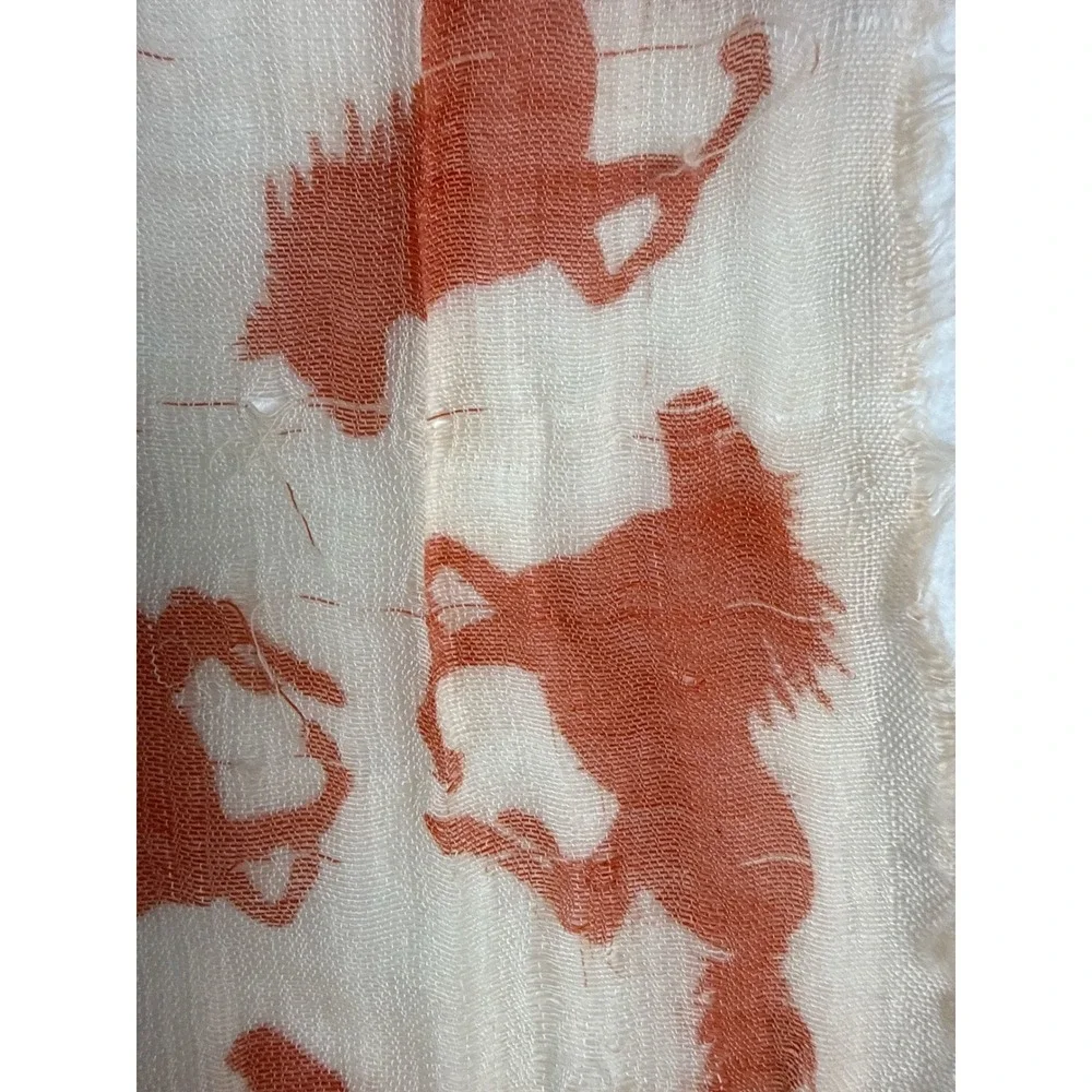Unbranded Horse Print Scarf Womens OS Orange Excellent Quiet Luxury Preppy